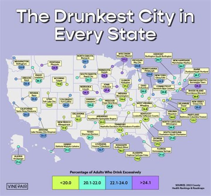 The 100 Drunkest Cities In America Right Now