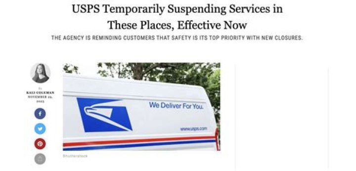 USPS Is Suspending Services in These Places, Effective Now